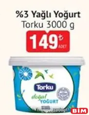 TORKU %3 YAĞLI YOĞURT 3000 G fiyat ve kampanya bilgisi